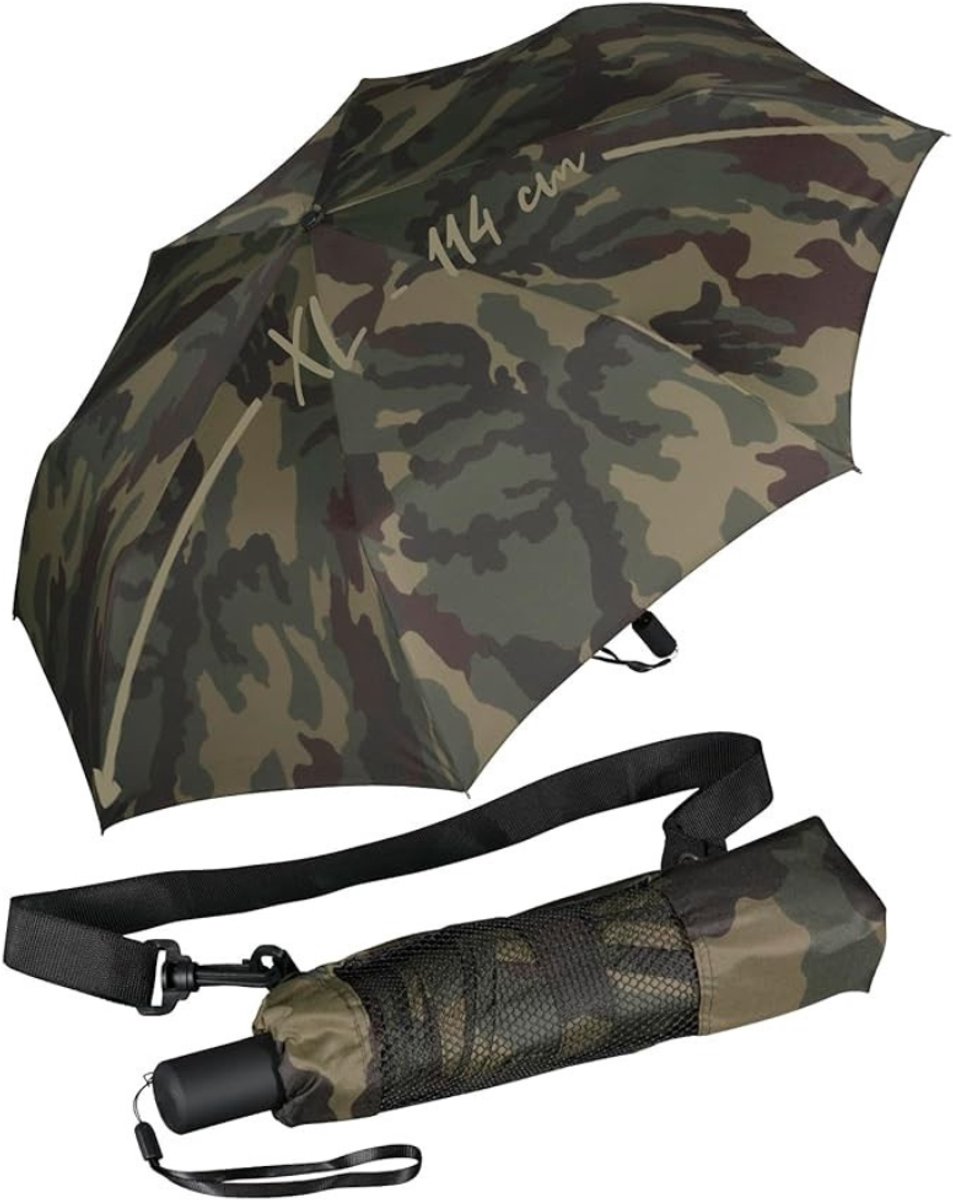Zakparaplu met Groot Dak - 114 cm - 8 Ribs - Mini Paraplu - Reisparaplu Klein - Compacte Paraplu - Opvouwbaar - Windbestendig - Lichtgewicht - Camouflage Olijf - van Imperatoris