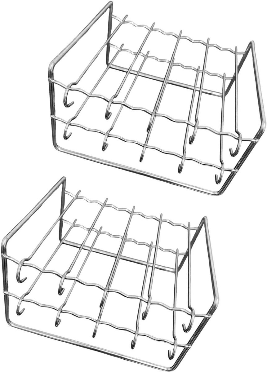 Grillrek Set - BBQ Accessoire - Luchtfriteuse Koken - Roestvrij Staal - 2 Stuks - Zilver