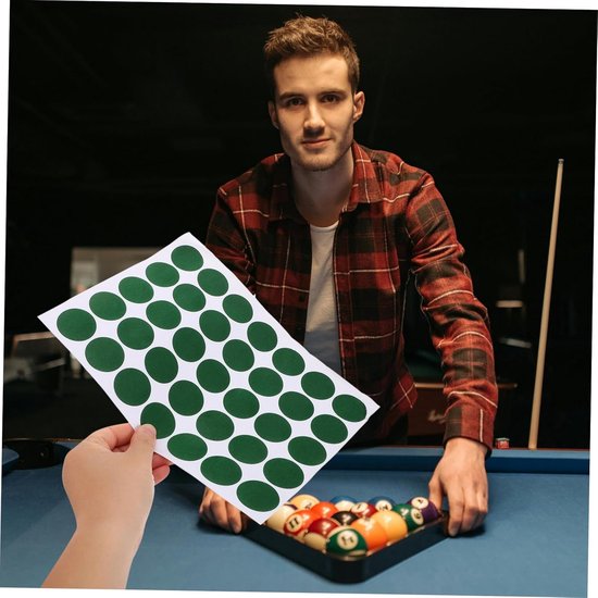Snooker Plekstickers - Biljart Reparaties - Tafel Onderhoud - Zelfklevend Pluis Materiaal - 35 Stippen Per Vel - Groen — afbeelding 4