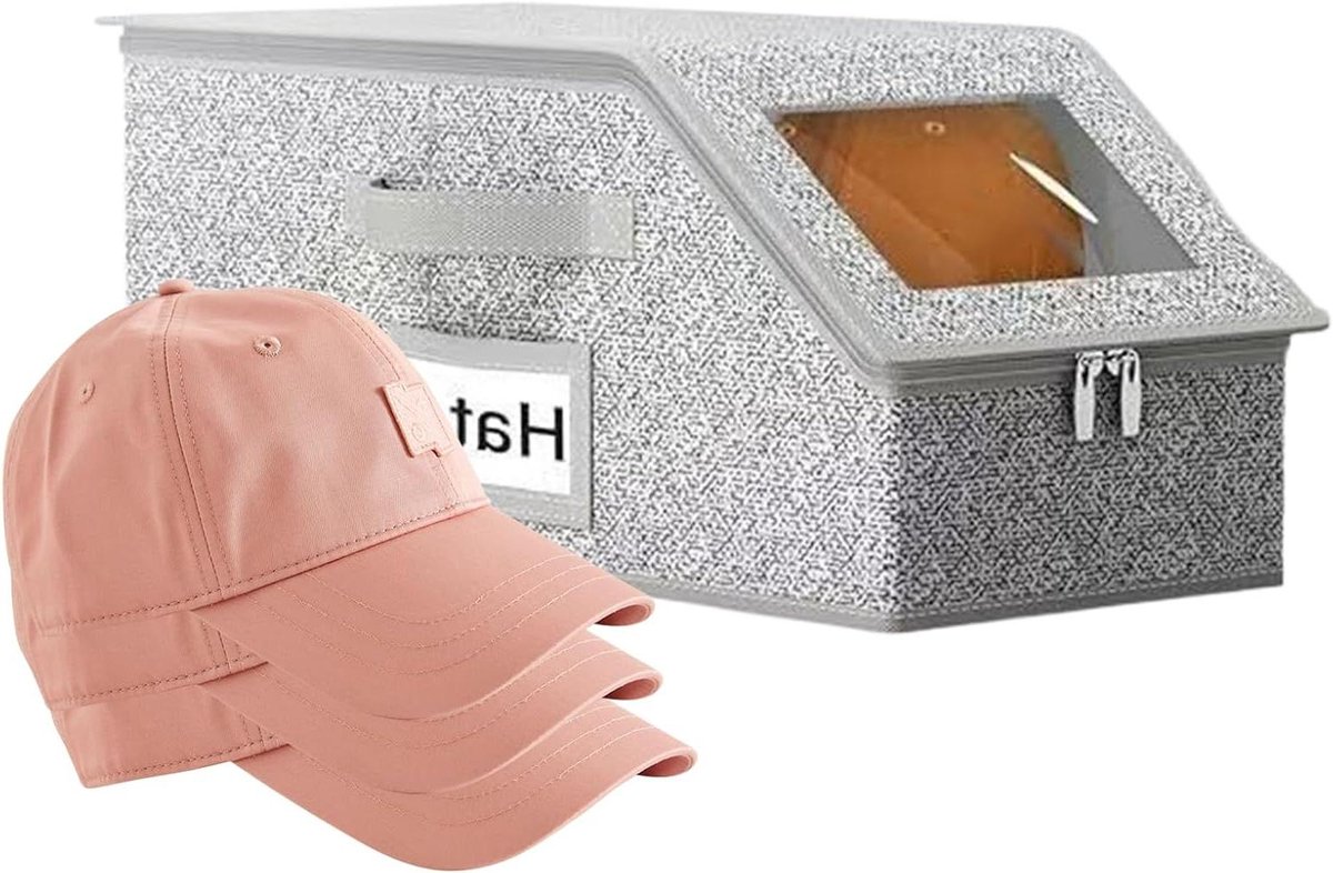 Hoeden Organizer - Petten Opberger - Hoeden Opbergen - Stapelbaar Ontwerp - 24 Hoeden - Grijs