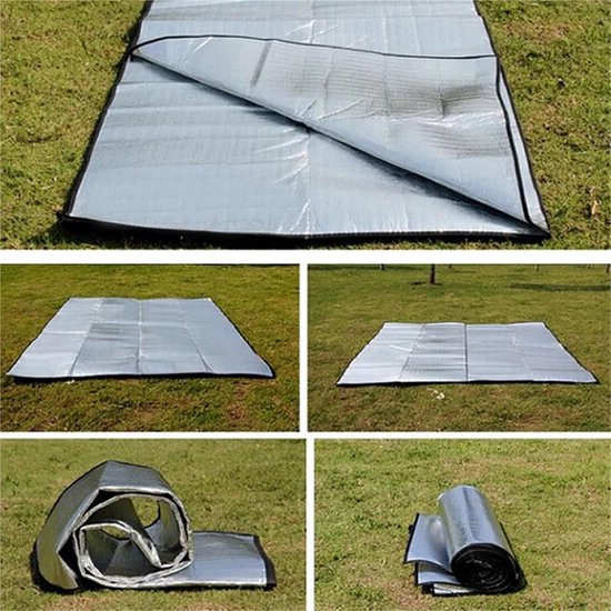 Campingmat Aluminium - Picknickdeken Strandmat - Outdoor Avonturen - Waterdicht Isolerend - 200 x 150 cm - Zilver — afbeelding 3