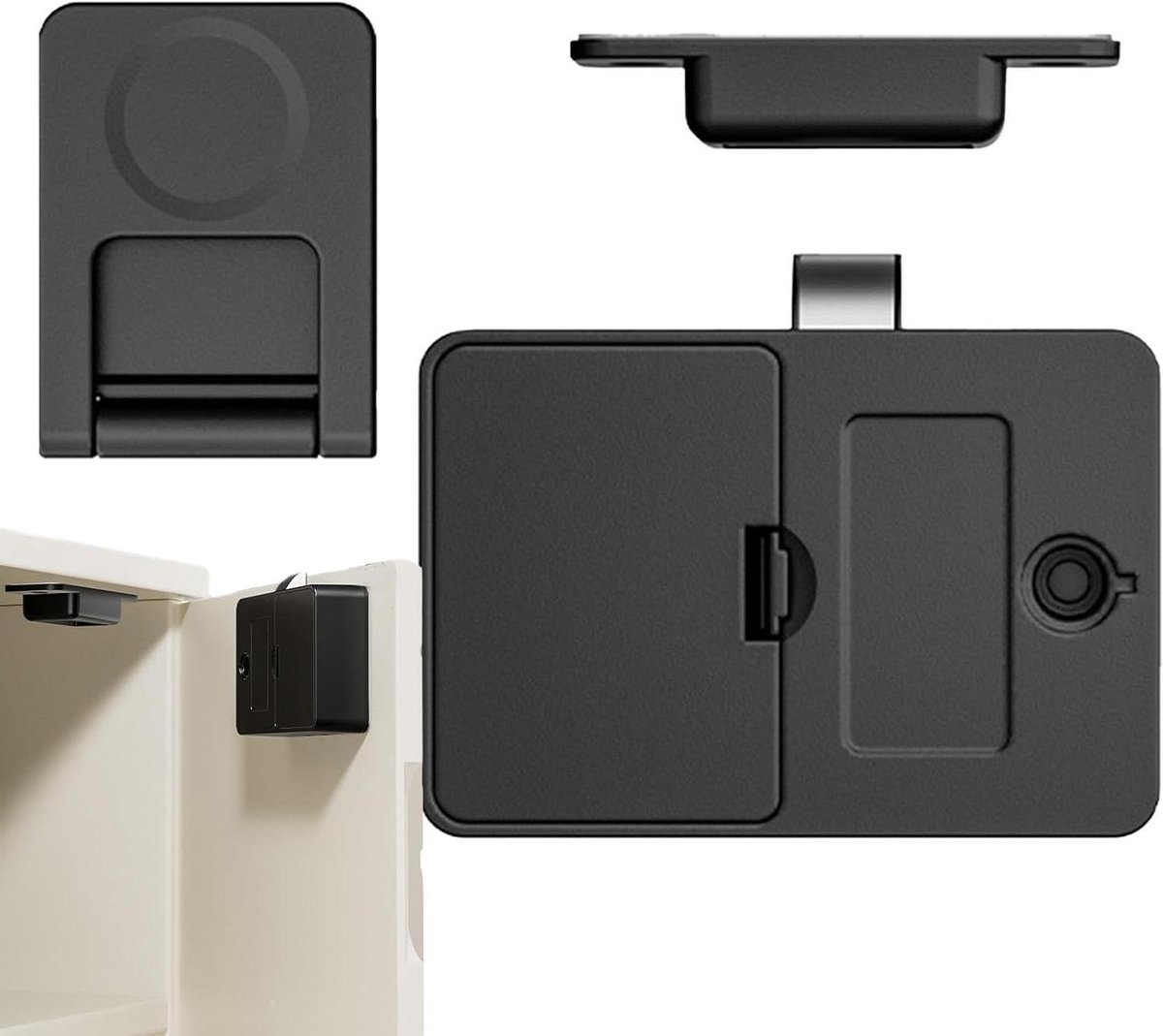 Elektrisch Kastslot - Veiligheidsslot Laden - Huis Beveiligen - Geen Boor Installatie - 10.5 cm - Zwart
