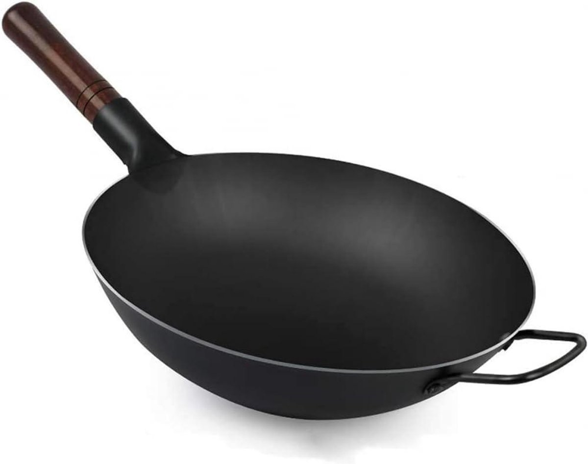 Gietijzeren Wokpan - Roerbakpan Aziatisch - Culinaire Bereidingen - Voorbehandeld Antiaanbak - Diverse Diameters - Zwart