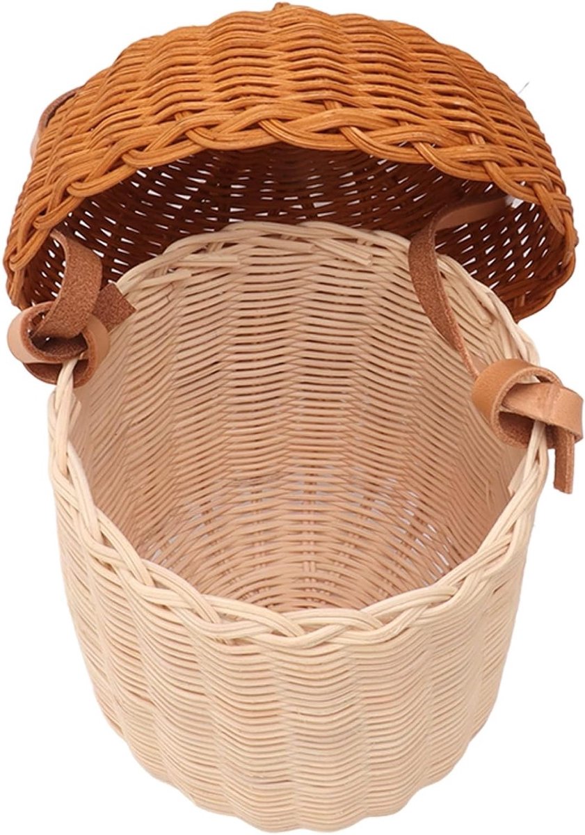 Handgeweven rieten opbergmand voor kinderen, decoratieve eikelvormige tas voor fotografie en speelgoedopslag (grote handtas)