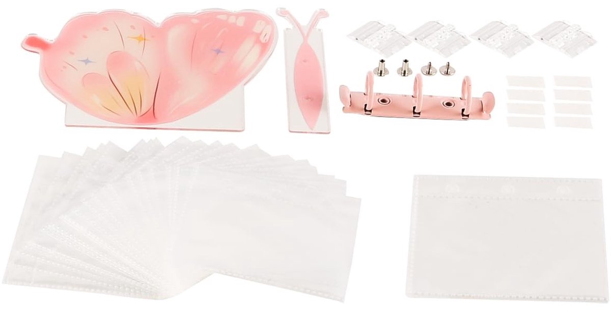Dailygoods - Dailygoody - Roze vlinder fotoalbum - Plakboek voor kaarten - 3-ringsband 33x24cm - Milieuvriendelijk - Afneembare hoezen - Cadeau voor dochter en kle