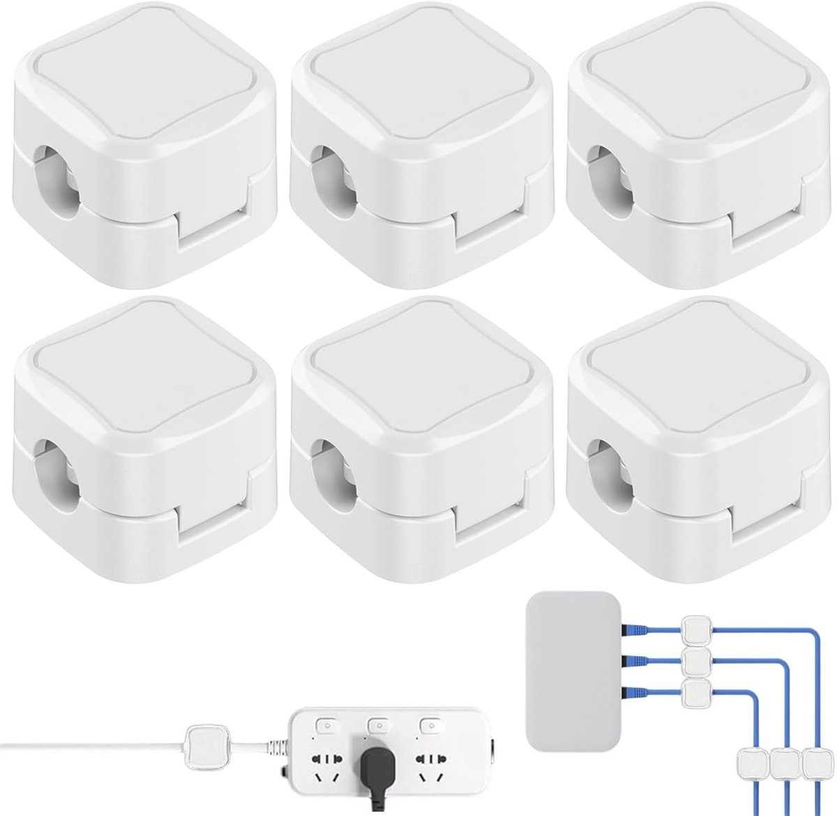 Dailygoods - Set van 6 Zelfklevende Kabelhouders voor Bureau en Auto