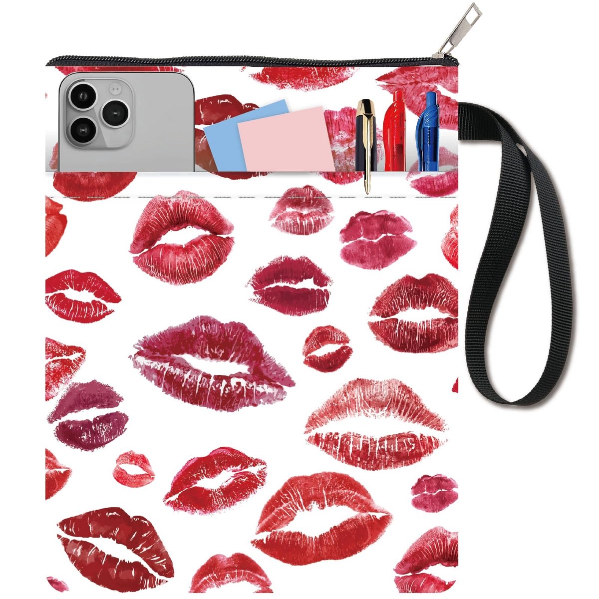 Dailygoods - Rode Lippen Boekhoes voor Notebooks met Extra Pocket