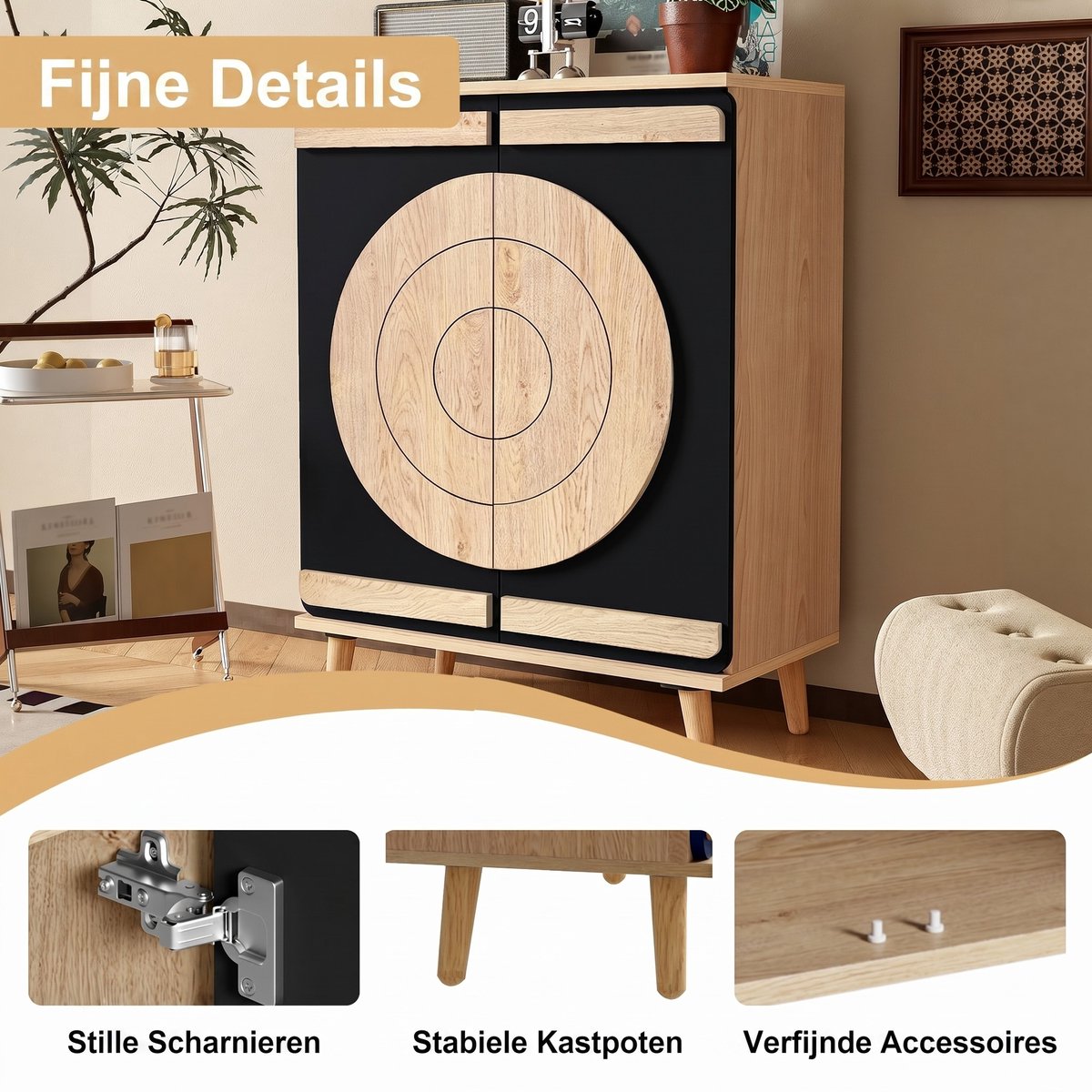 VVBV Schoenenkast - Deuren, Geometrisch Front - Hout - Voor Hal en Entree
