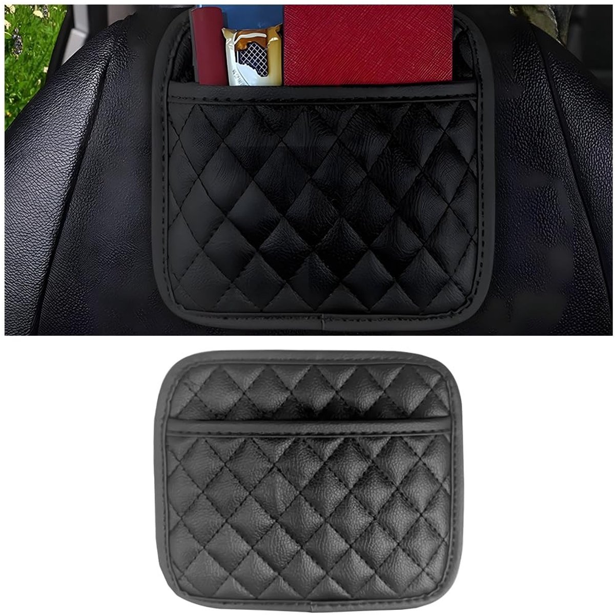 Dailygoods - Dailygoody - Multifunctionele opbergdoos - Opbergdoos voor autostoel - Draagbaar - Zwart - Handige tas voor telefoon en sleutels - Ideaal voor auto