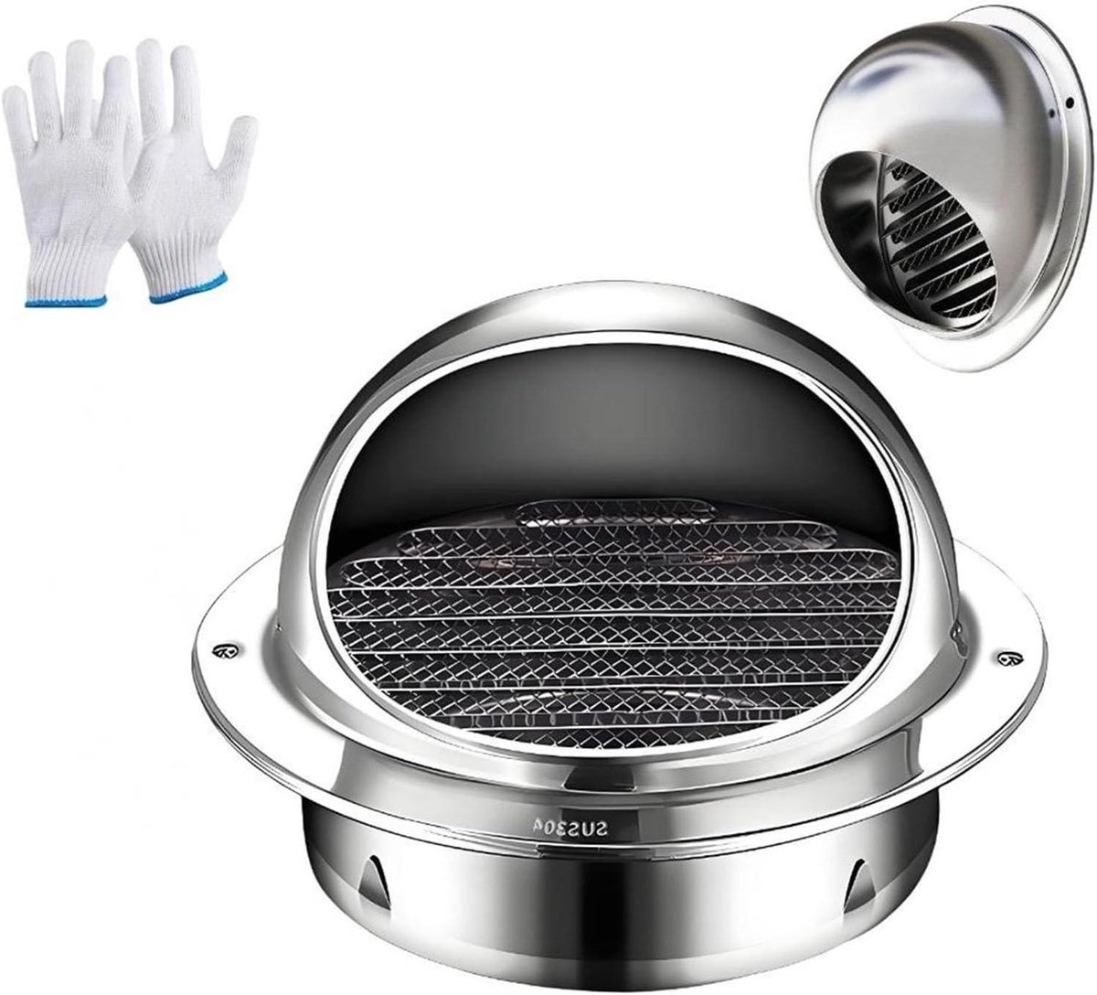 Ventilatierooster Rond - Wanduitlaat Grill - Luchtstroom Regelen - Regendicht Gaas - 60 mm