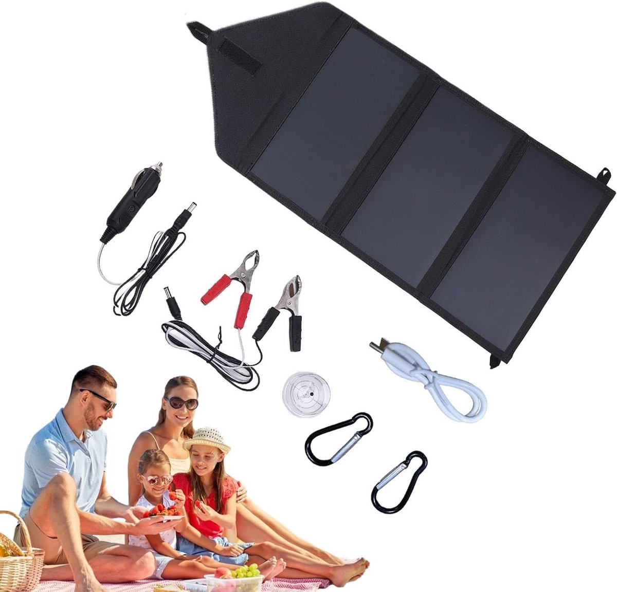 Zonnepaneel - Draagbare Lader - Outdoor Activiteiten - 100W USB C - Opvouwbaar - Zwart
