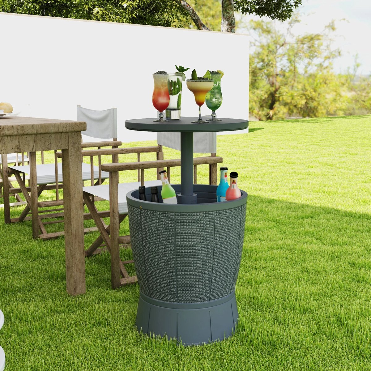 Geargalaxy Koelbare Bijzettafel - Koeltafel voor Buiten - Bijzettafel - Drankkoeler - Partytafel - Tuinkoeler - 41L - Grijs