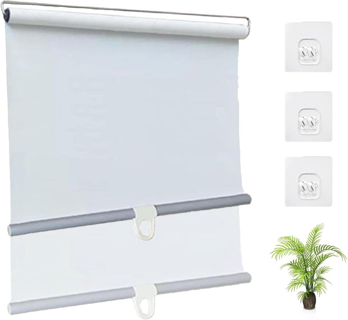 Verduisterend rolgordijn - Draadloos raambekleding - Privacy en isolatie - Zonder boren te monteren - 40 x 150 cm - Wit