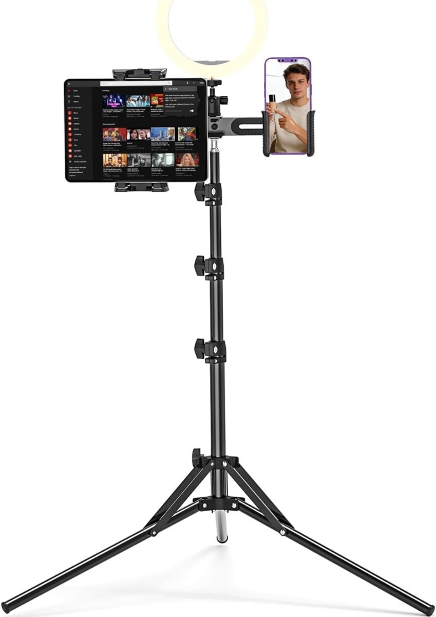 VIN® Tablet Standaard Houder Statief - Verstelbaar - Smartphone Statief - Telefoonhouder - Tablet Arm - Stevig Statief - 360 graden draaibaar – Tripod – Tot 160 cm