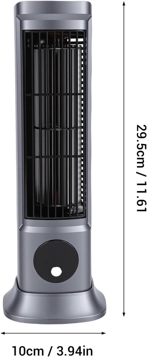 Torenventilator Bladloos - Staande Ventilator - Stille Koeling - USB C Oplaadbaar - 31.5 x 12 x 11 cm - Spacegrijs – foto 7