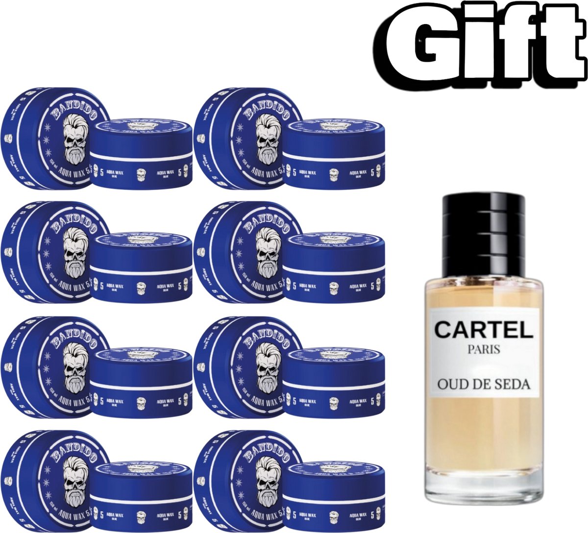 Bandido Aqua Hair Wax Nr 5 -150 - 8 stuks. + 1x Cartel Parfum 50ml GRATIS