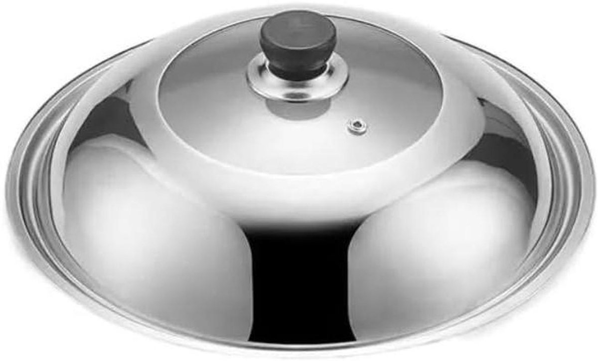 Pan Deksel - Wok Deksel - Koken en Bakken - Hittebestendig Handvat - 30 cm - Zwart