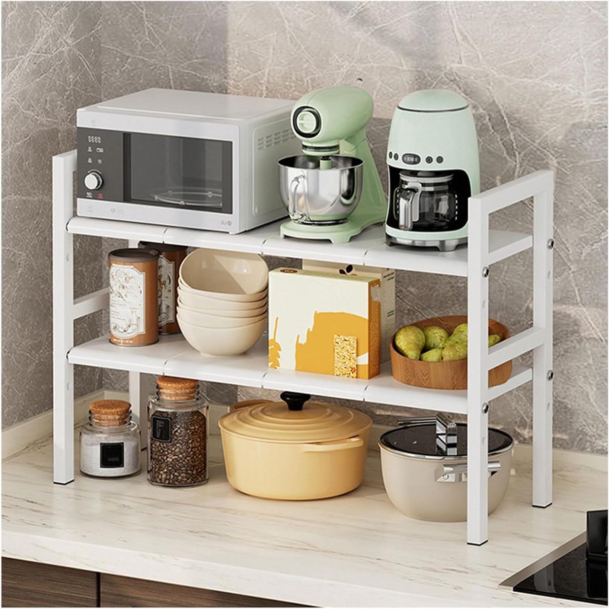 Gootsteen Organizer - Kast Opslag - Keuken Ordenen - Uittrekbare Laden - 53-88 cm - Wit