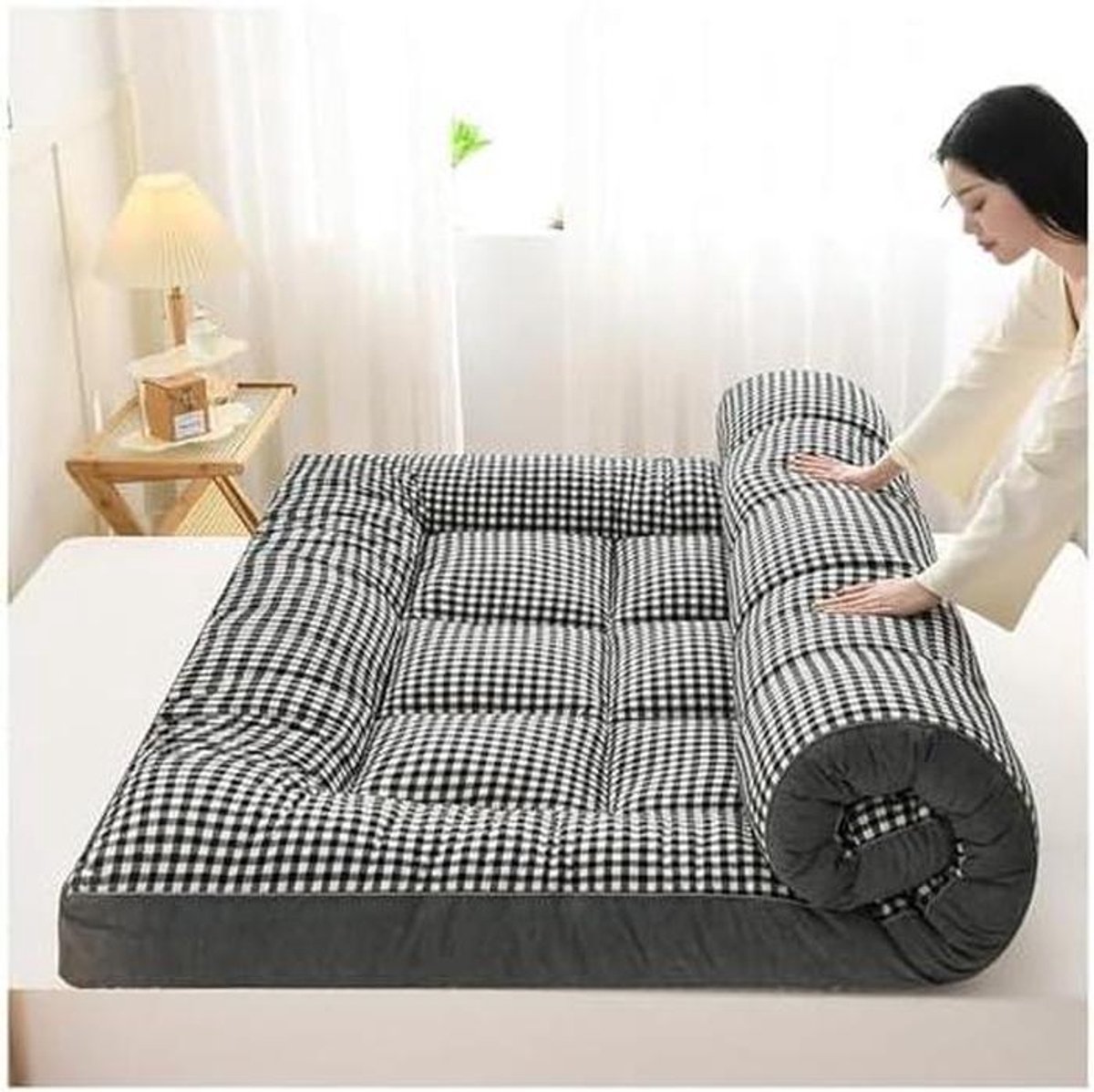 Japanse futonmatras - Vloermatras slaapmat - Comfortabel slapen - Extra dik opvouwbaar - 18 x 2 m - Roze