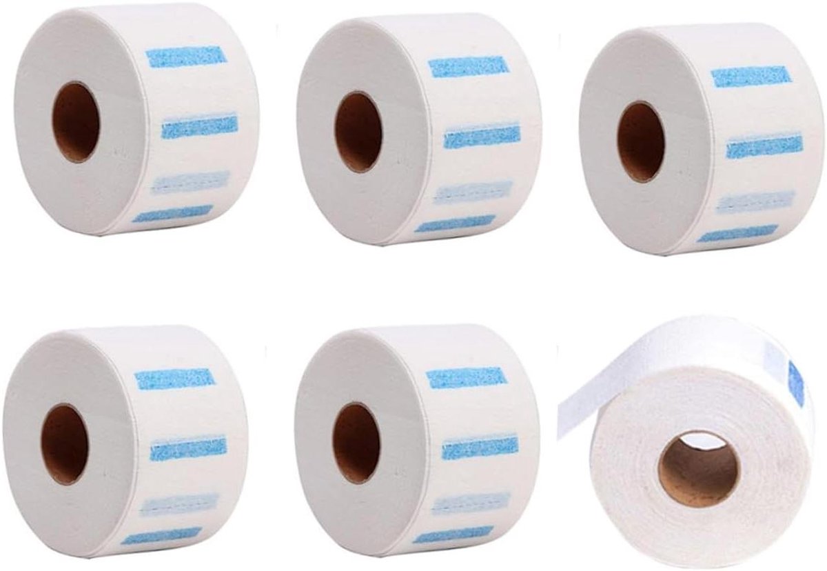 Elastische Nekpapier Rollen - Nekdemper Wegwerp - Haarknippen Thuis - Waterdicht en Rekbaar - 6 Rollen - Wit