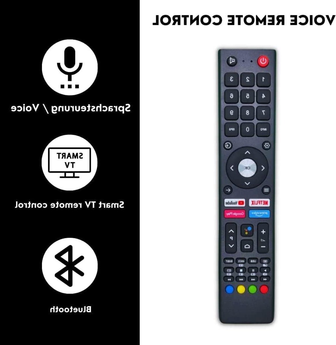 Afstandsbediening TV - Voice Control - Kijken Televisie - Bluetooth Connectie - 10 Meter Bereik - Zwart