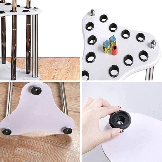 Biljartkeu Rek - Poolstokhouder Keu Organizer - Biljartkamer Inrichten - Stabiele Structuur - 40x56 cm - Wit — afbeelding 3