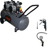 Kibani Super Stille Compressor 100 Liter - Incl. Luchtslang en Luchtspuit - Olievrij - 8 BAR - 63 dB - Low Noise - Compressoren - 100L