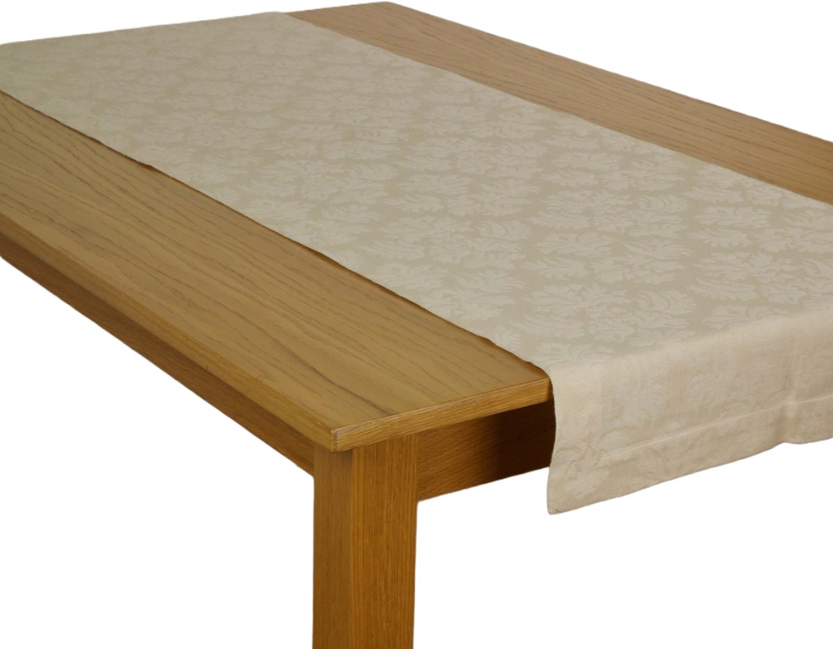 Tafelloper Scantex Medici Auster - 45 x 150 cm - beige / crème - linnen / katoen