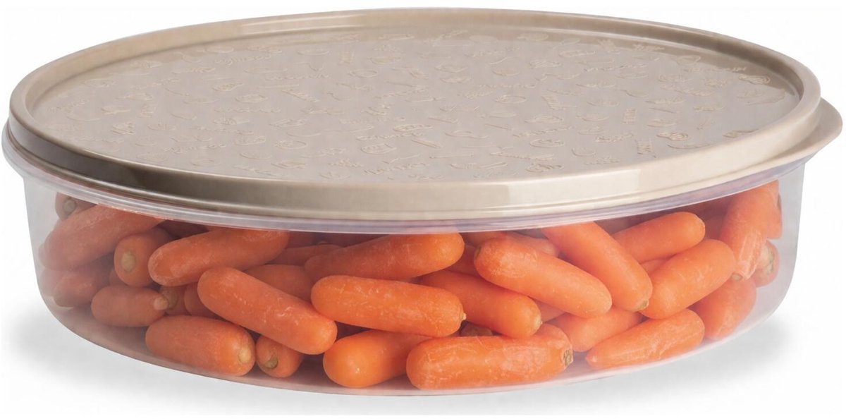 Plasticforte vershoudbakje rond - 1x stuks - 2 liter - herbruikbaar - transparant/beige - kunststof- magnetron - vriezer