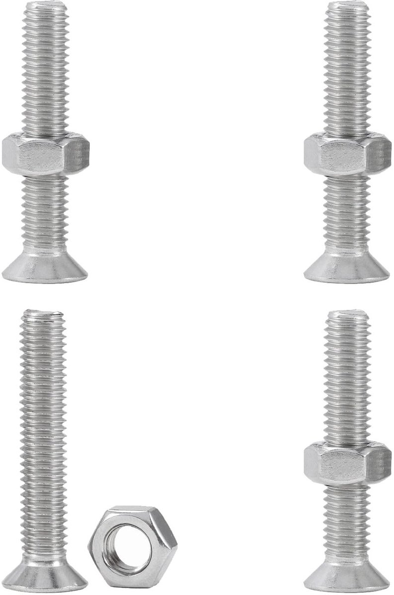 Set van 10 RVS T-Slot Moeren M8 (30mm) - T-Groove Adapter voor Dakkoffers en Dakkoffers, Geschikt voor Raildragers en Inclusief Moeren en Ringen