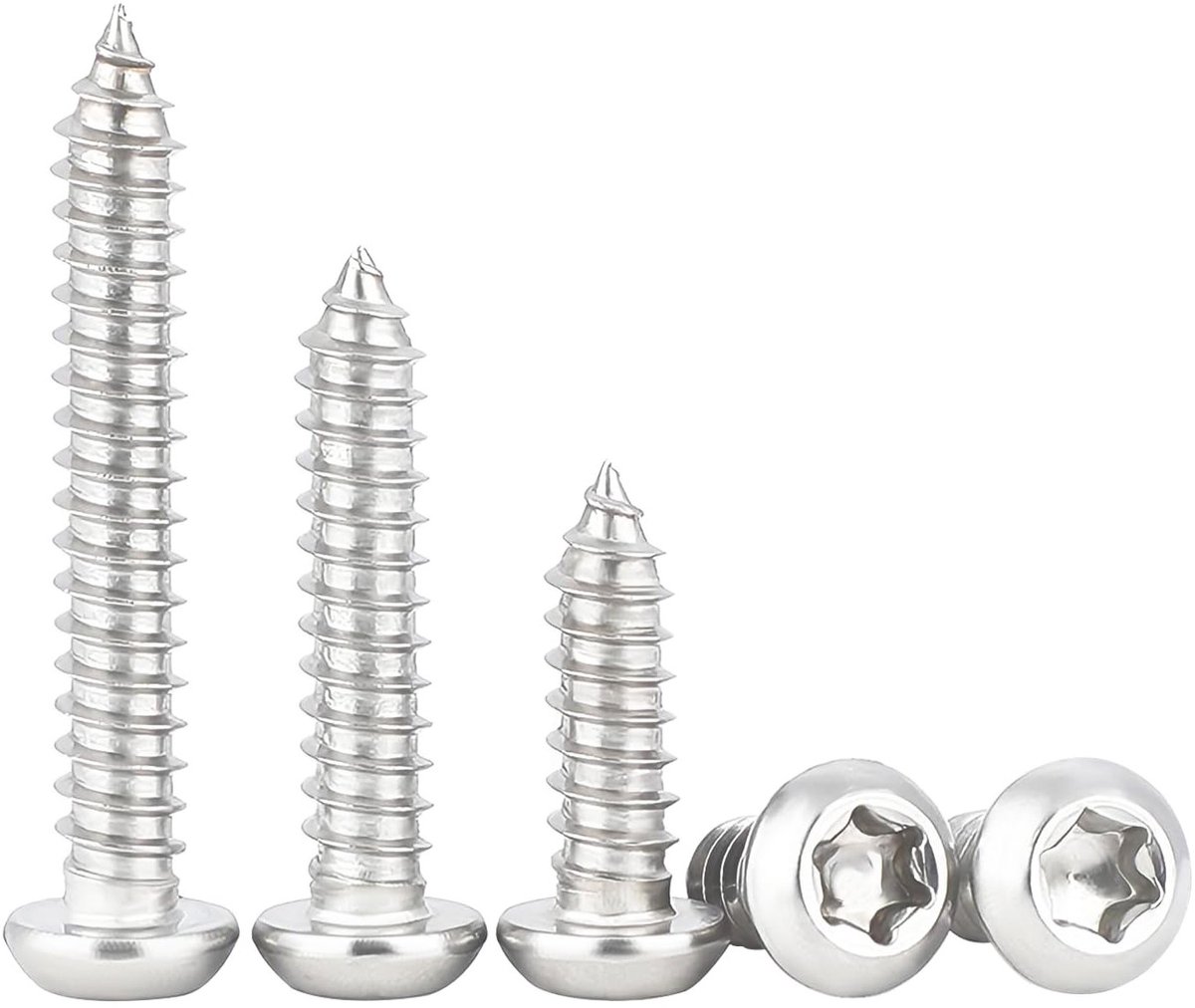 50 Stuks M4x10mm Zelfsnijdende Schroeven, Torx Platte Kop, Roestvrij Staal, Zelfborende Schroeven voor Diverse Toepassingen