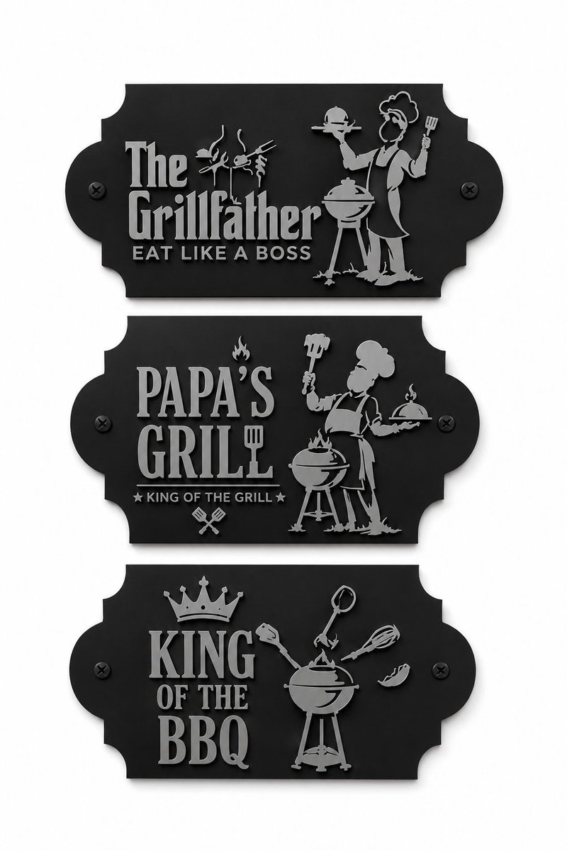 The Grillfather Houten BBQ Wandbord – Barbecue Decoratie voor Mancave, Buitenkeuken of Tuin – 30x20 cm - Cadeau voor Papa