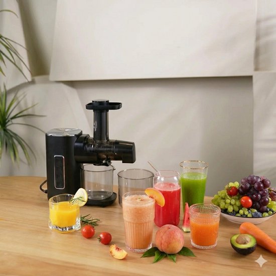 Slowjuicer Koude Pers Juicer 150W met 2 Snelheden voor Groenten en Fruit - Stille Motor tot 65 dB - Gaasvrij Ontwerp - Anti-druppelklep - Automatische Beveiliging - 450 ml — afbeelding 3