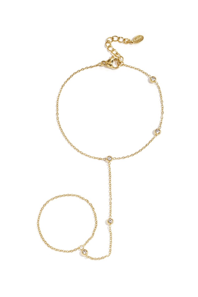 Handchain Met Asymmetrische Steentjes - Goudkleur - Cadeau - Goudlief.nl