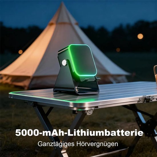 Draadloze Bluetooth-luidspreker met vier functies: telefoonhouder, RGB-sfeerverlichting, 360° rotatie, geschikt voor iPhone, Android en iPad. — afbeelding 5