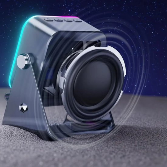 Draadloze Bluetooth-luidspreker met vier functies: telefoonhouder, RGB-sfeerverlichting, 360° rotatie, geschikt voor iPhone, Android en iPad. — afbeelding 3