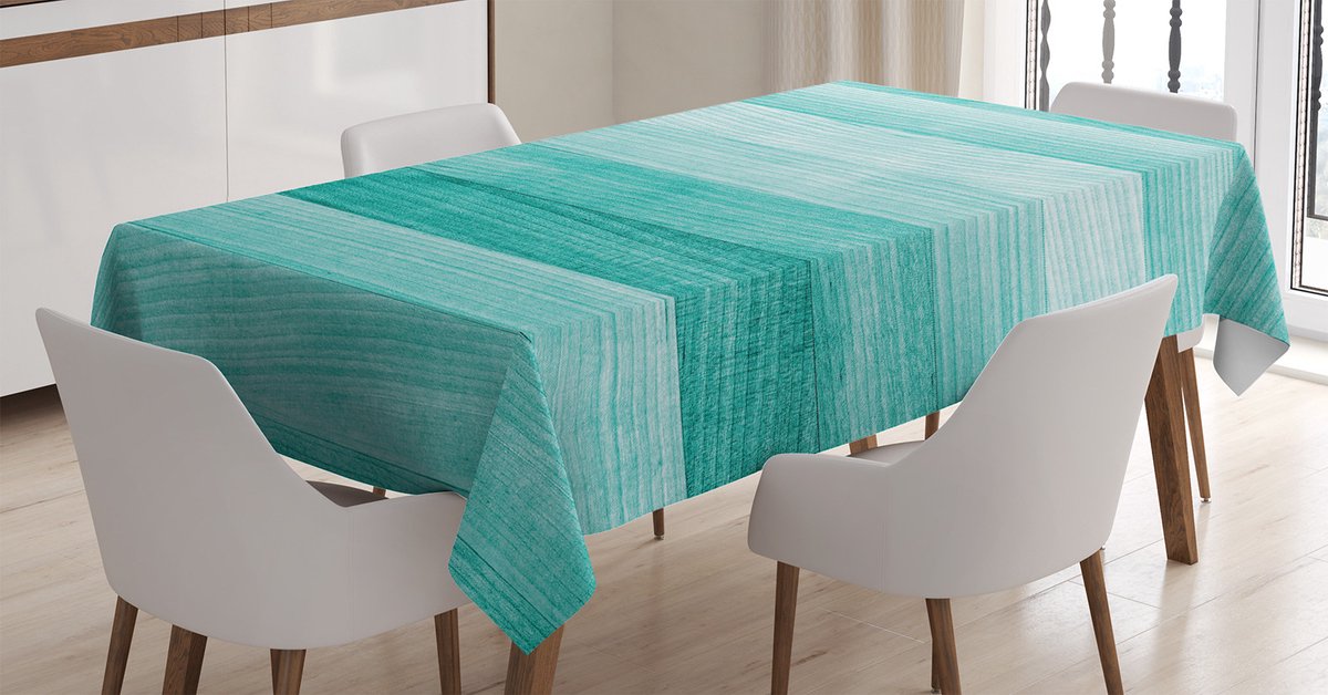 ABAKUHAUS Turquoise tafelkleed, paasfeestthema, Easy Care met ultramoderne druktechnologie, wasbaar en gepersonaliseerd, 140 x 240 cm, turquoise