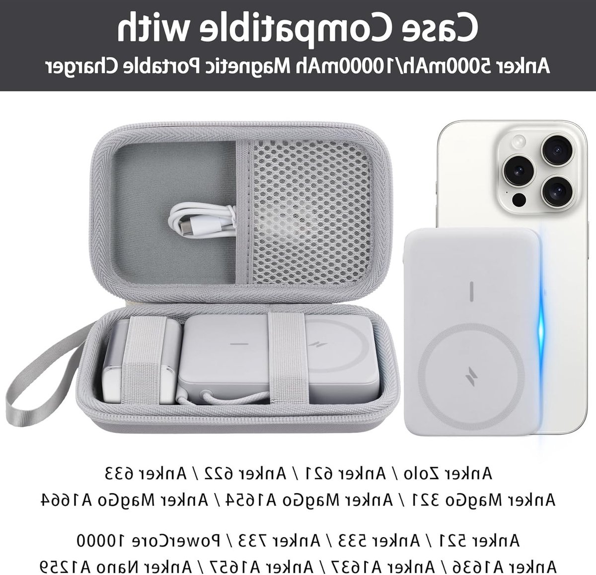 Draagbare Hardcase voor Magnetische Powerbank - Geschikt voor 5000mAh en 10000mAh Magsafe Batterij - Bescherming, Opbergruimte en Reisgemak – foto 8