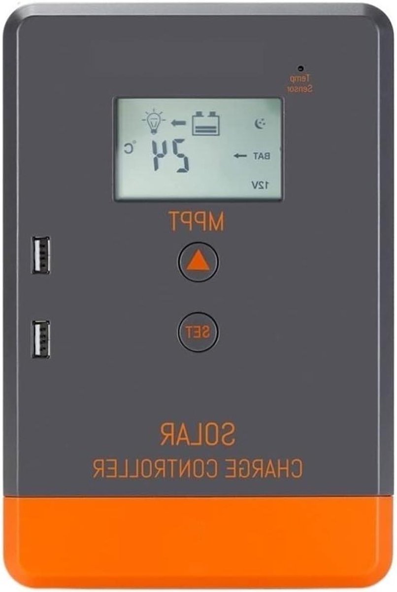 MPPT Laadregelaar - Batterij Regulator - Zonne-energie Laden - Automatische 12V 24V - 30A - Zwart