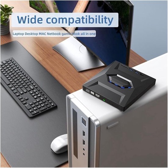 Externe Blu-ray speler - DVD CD brander - Bestanden overzetten - 7-in-1 multifunctioneel - USB 3.0 - Zwart — afbeelding 4