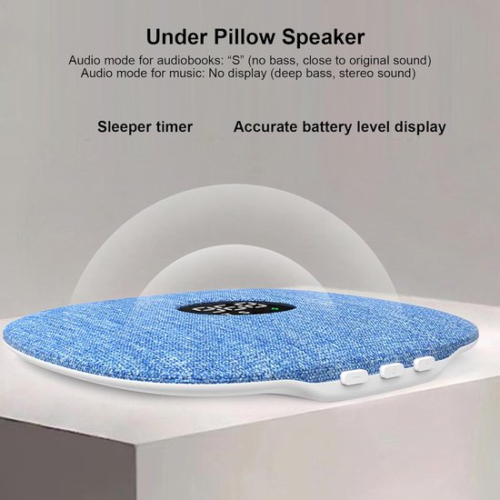 Kussenluidspreker - Dunne speaker - Ontspannen slapen - Bluetooth 5.4 - 11 mm dik - Blauw — afbeelding 2