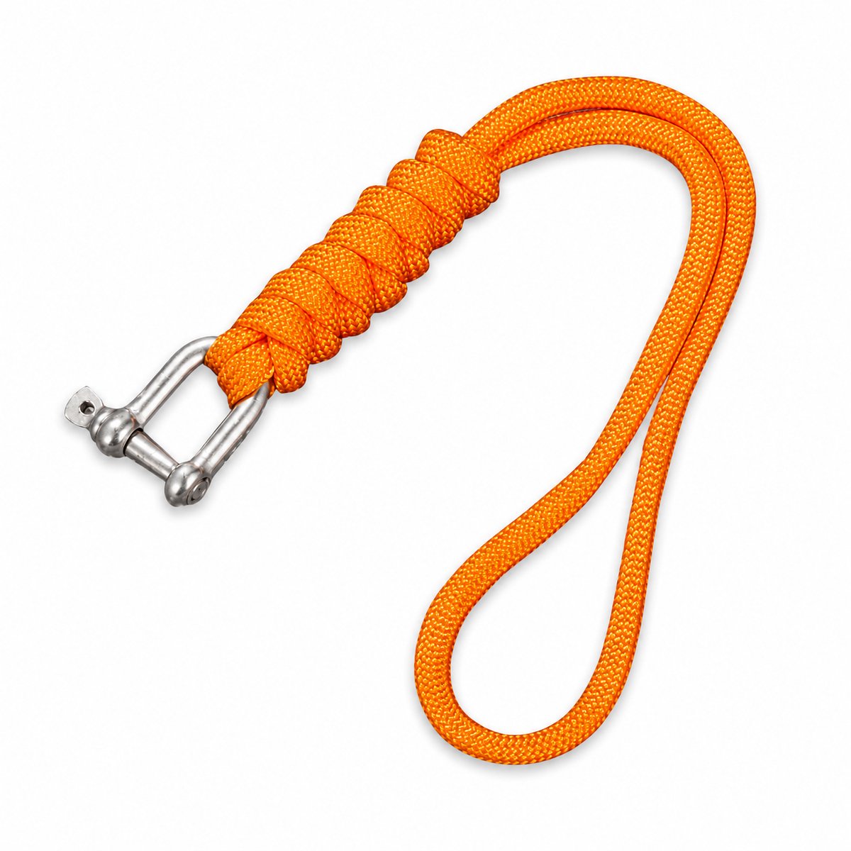 Travel Cords - Keycord met Metalen Harpsluiting – Oranje Polskoord voor Sleutels en Telefoon – Nylon Sleutelhanger – 22 cm