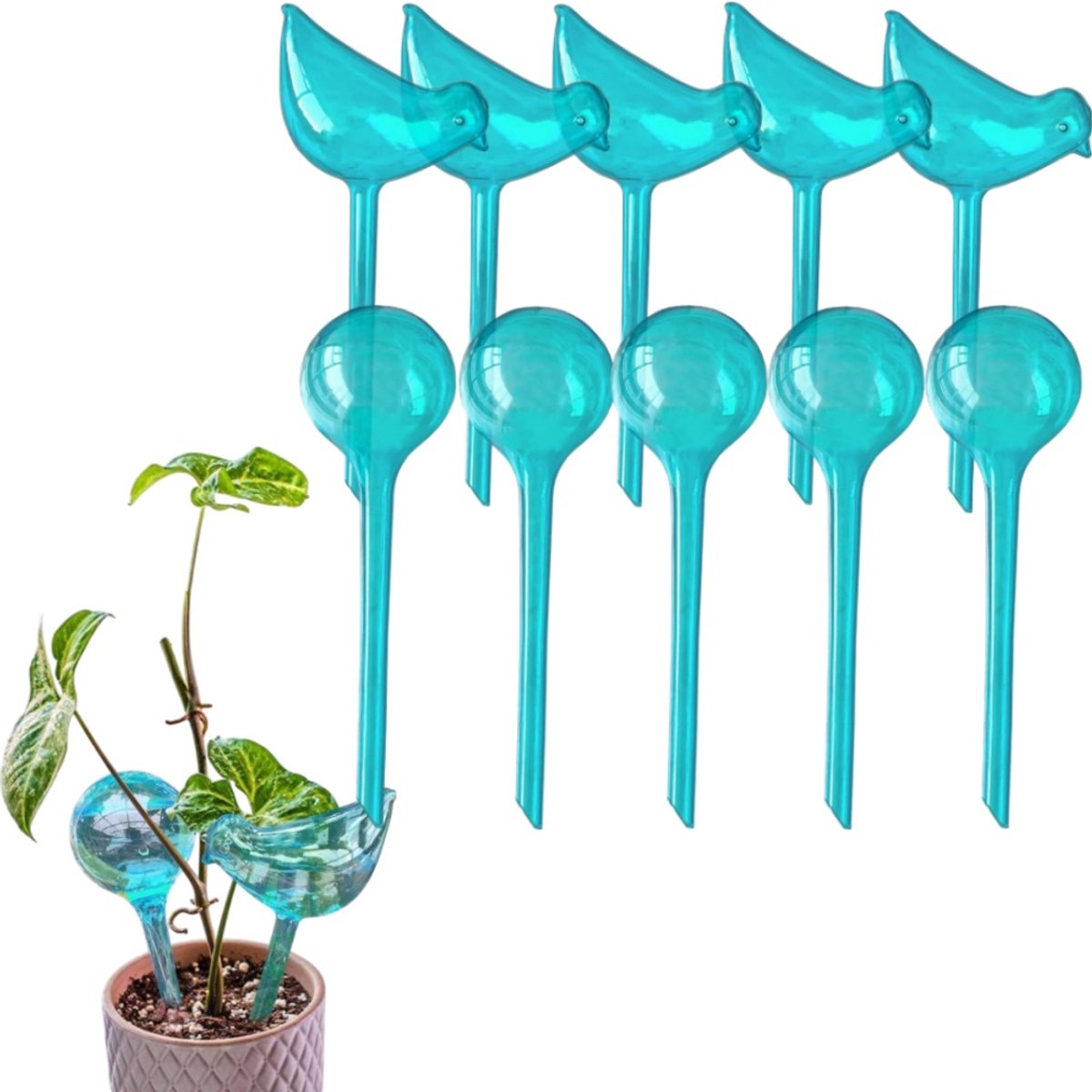 10 stuks gietballen met langzame waterafgifte - handig - plantenwatergever - watergever voor potplanten - 27*8 cm x 25,5*9 cm - voor plantenverzorging thuis en op reis - blauw