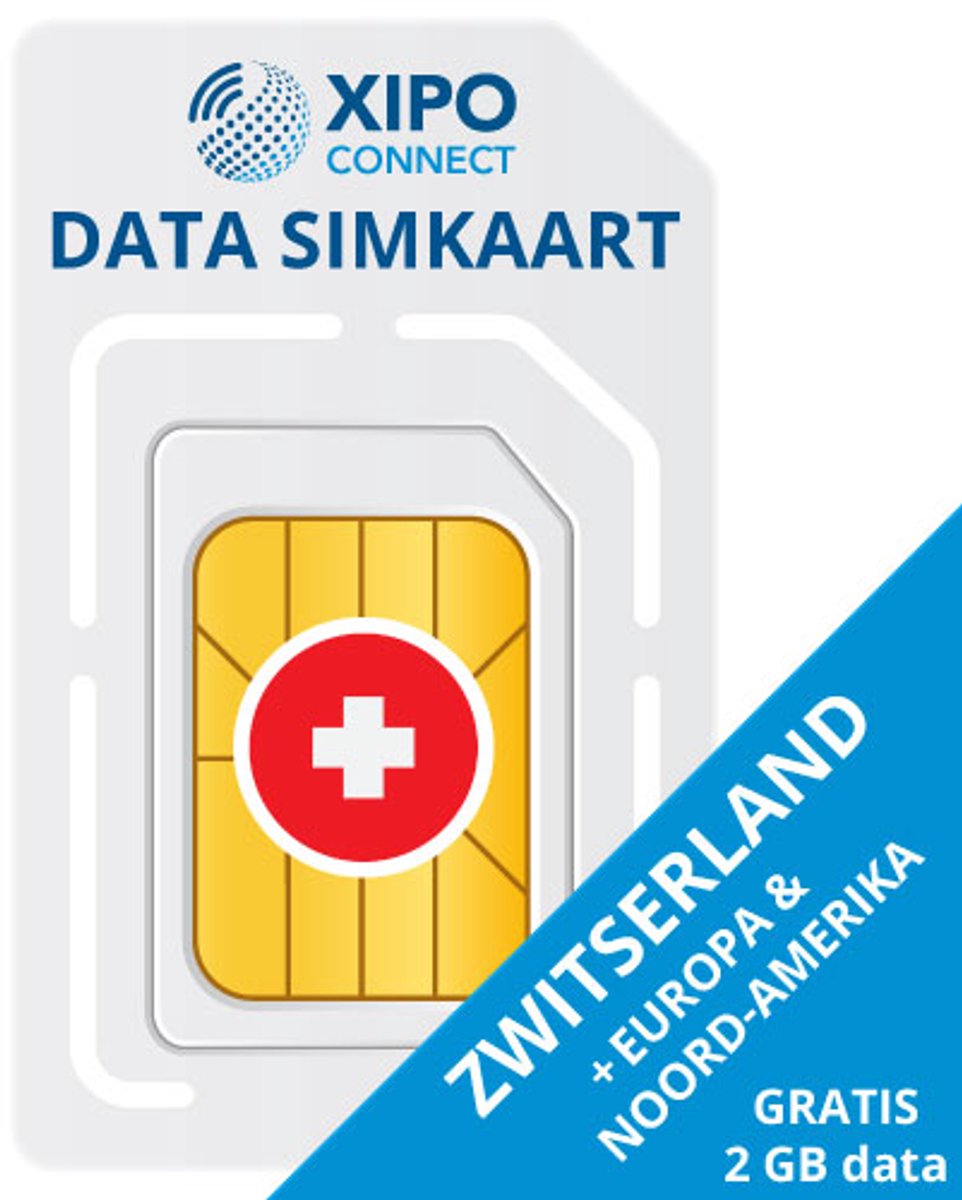 XIPO CONNECT - Data Simkaart Zwitserland + 2GB gratis Data- 365 Dagen geldig