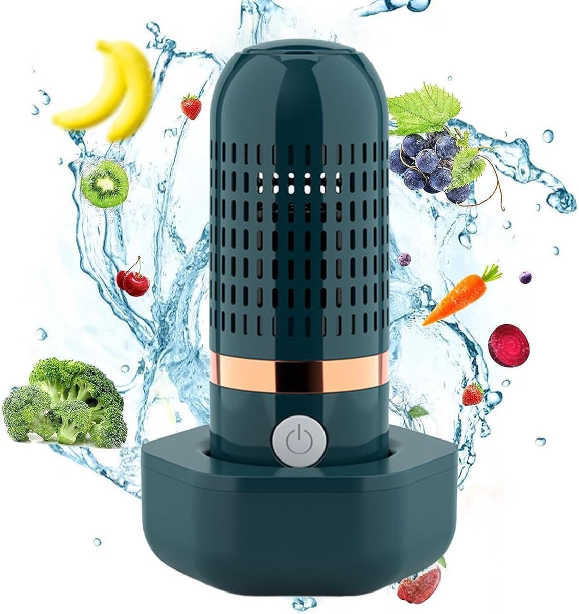 Fruit- & groentewasser — Groentereinigingsapparaat — Draagbare, draadloze USB-fruit- & groentereiniger — ABS-fruit- & groentereiniger — Ontworpen voor het reinigen van diverse voedingsingrediënten — Groen