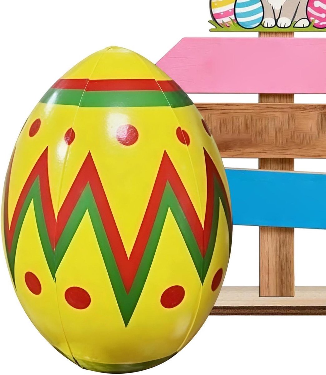 Opblaasbaar paasei decor - 16 inch kleurrijk opgeblazen ornament voor vakantie gebruik voor tuin gazon tuin | dik PVC-materiaal met heldere patroonprint, binnen en buiten feestdecoratie