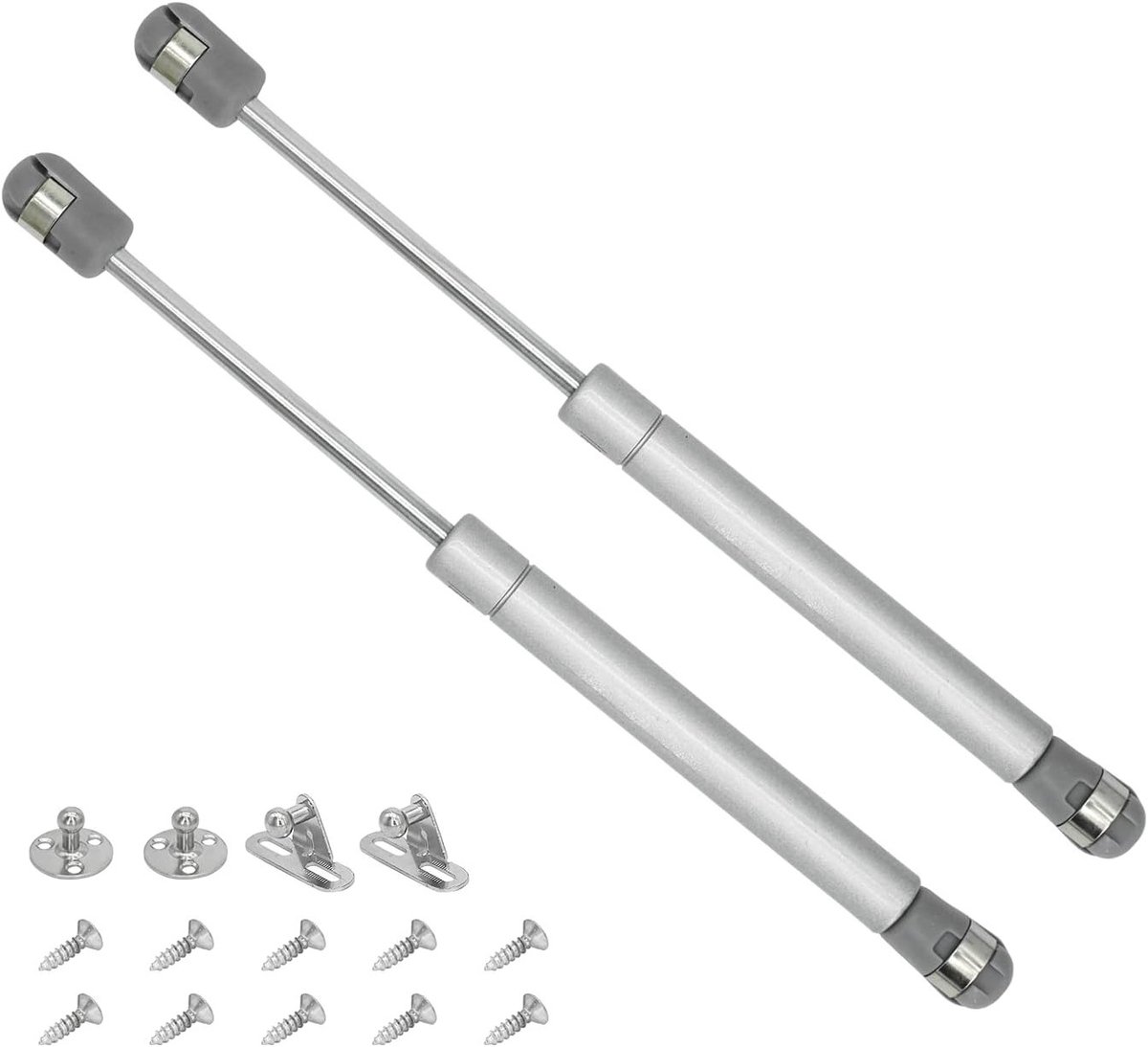 2 Stuks Gasveren voor Meubels, Gasdrukdempers voor Deuren en Keukenkasten, 100 N, Zilver, Ideaal voor Verstelbare Meubels en Kasten