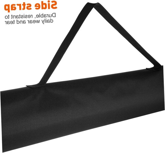Zwarte, duurzame opbergtas met handvat.