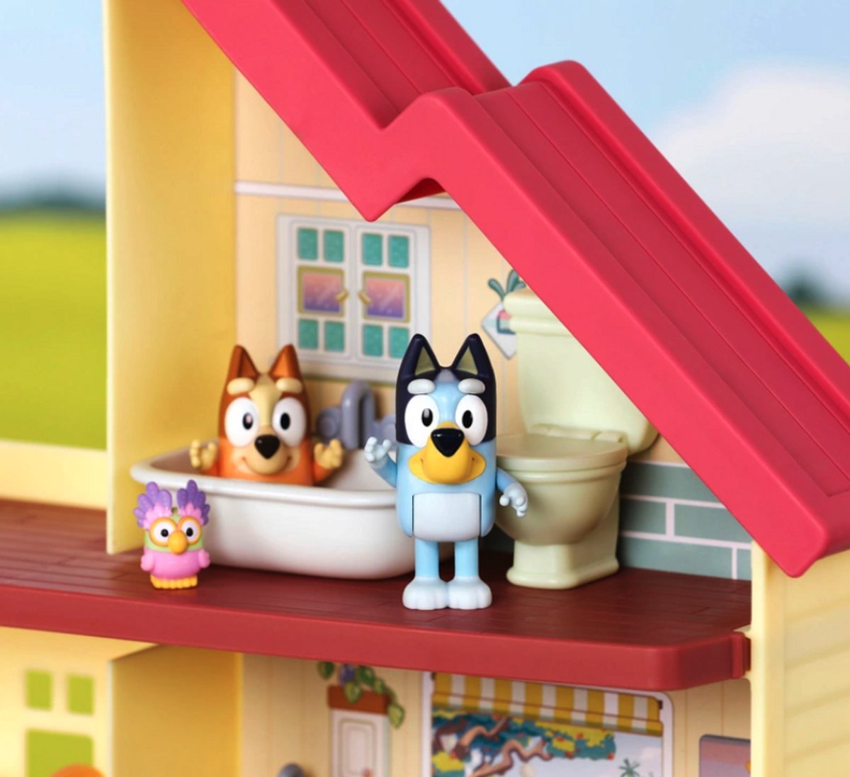Bluey Speelgoed - Enorm Groot Licht en Geluid Speelhuis - 43 cm Hoog x 76 cm Breed - 3 Figuren en 15 Accessoires - Speelset - Vanaf 3 jaar - Figuren - Poppetjes — afbeelding 5