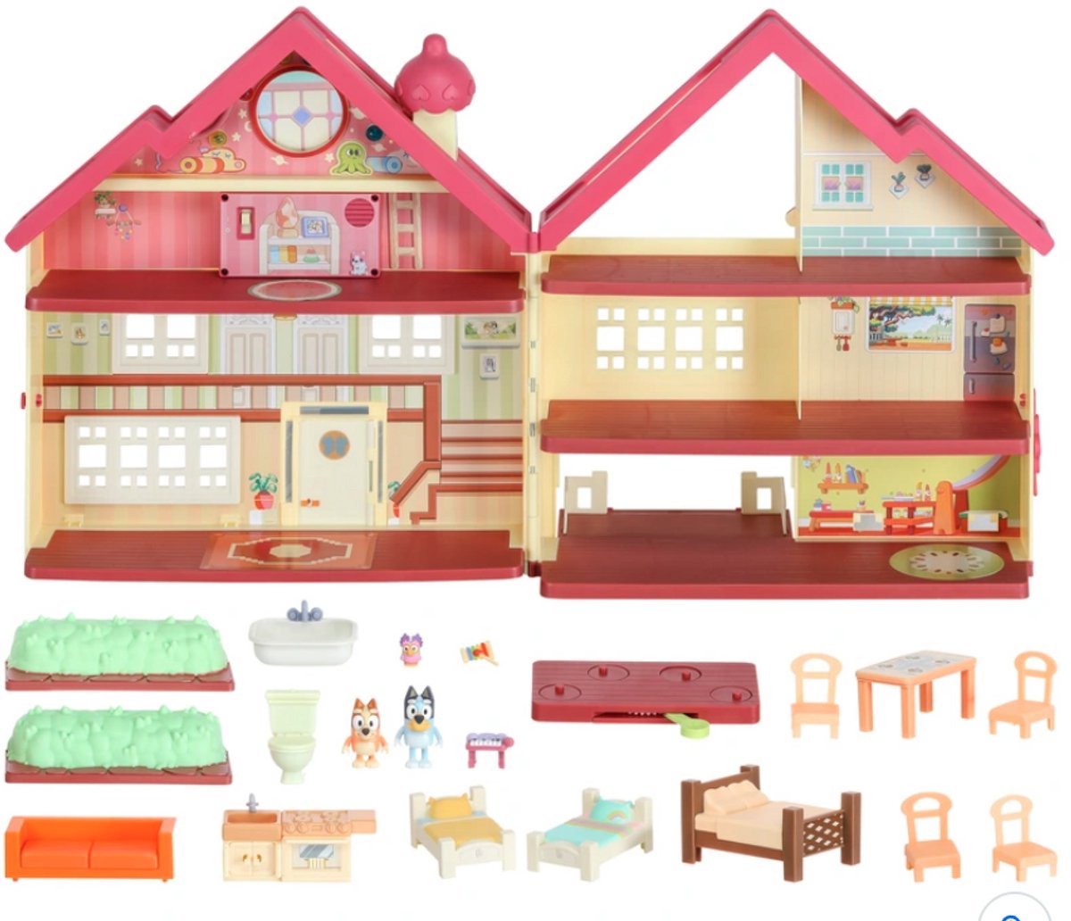 Bluey Speelgoed - Enorm Groot Licht en Geluid Speelhuis - 43 cm Hoog x 76 cm Breed - 3 Figuren en 15 Accessoires - Speelset - Vanaf 3 jaar - Figuren - Poppetjes — afbeelding 2